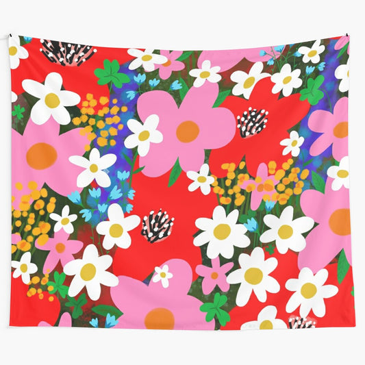 Colorful flower pattern tapestry