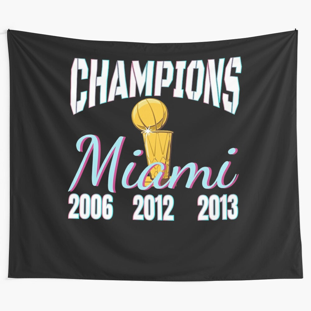 Miami Champions Championship Trophy Tapestry featuring Dwyane Wade and the Miami Heat