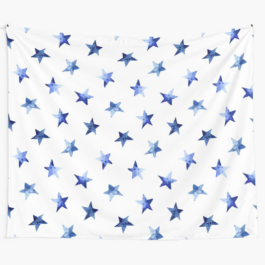 Starry watercolor tapestry with a galaxy and cosmic design