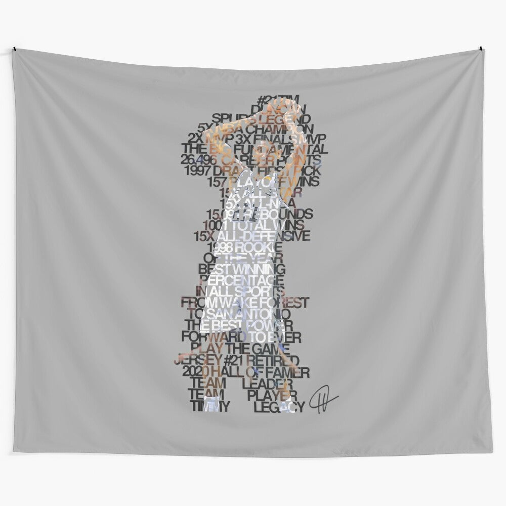 Tim Duncan Sports Tapestry Celebrating Basketball Career