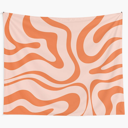 Blush pink and orange abstract swirl pattern modern minimalist tapestry