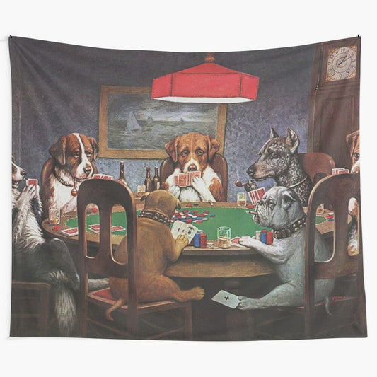 Dogs playing poker tapestry wall art, inspired by C.M. Coolidge