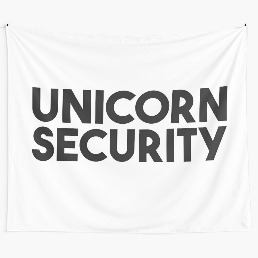 Magical unicorn tapestry with flowers and security elements