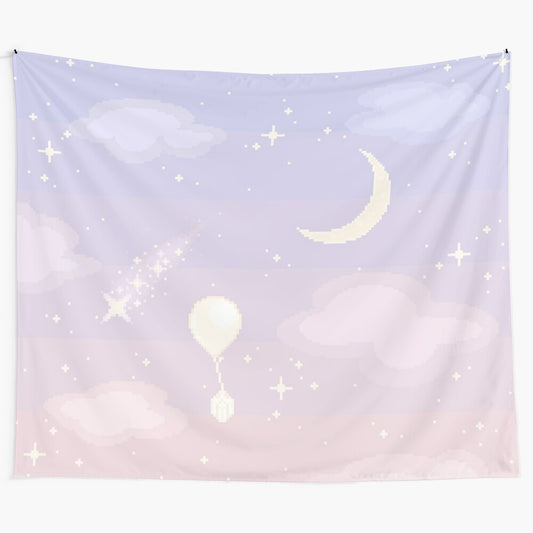 Crystal Skies Tapestry - Stunning Pixel Art Depiction of Starry Galaxy