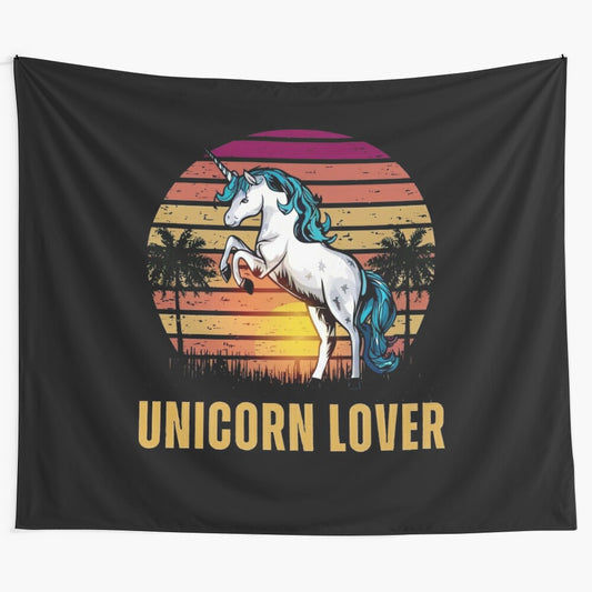 Vibrant unicorn tapestry with mystical design for bedroom or living room wall art