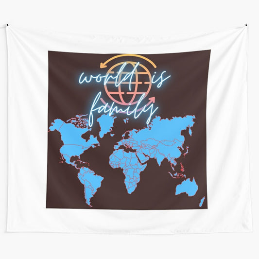 Vintage-inspired world map tapestry featuring a historical atlas design