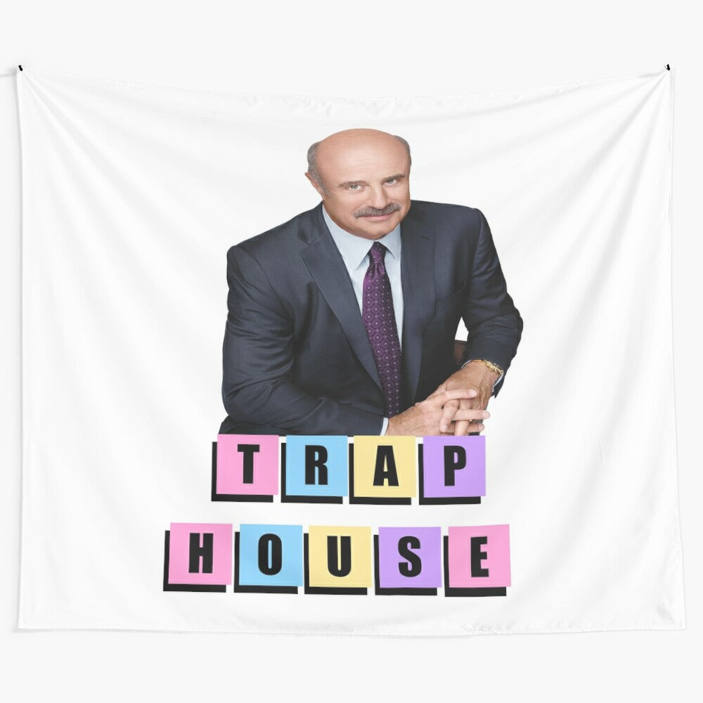 Trap House Tapestry featuring funny viral college content