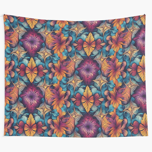 Vibrant mandala tapestry with abstract sunflower pattern