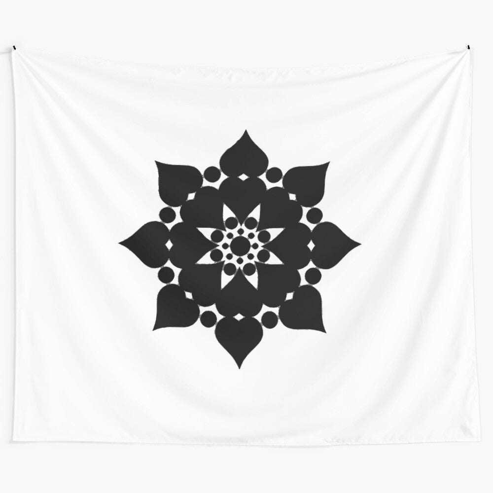 Enchanting black stars tapestry featuring a blend of zodiac symbols and life quotes