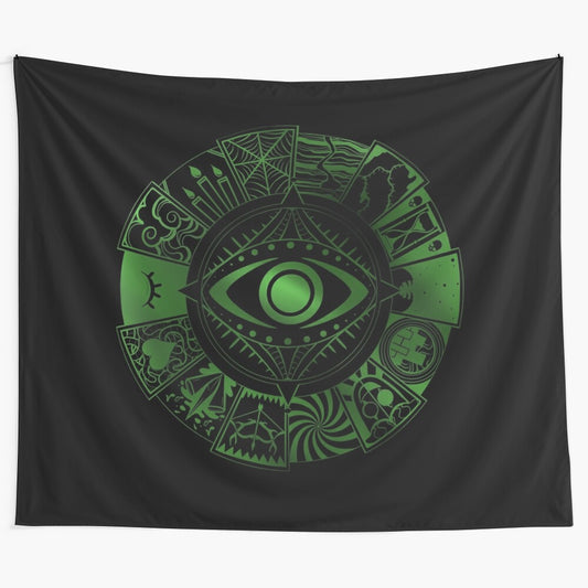 Fears Wheel Tapestry, metaphysical wall hanging with wheel of fears design