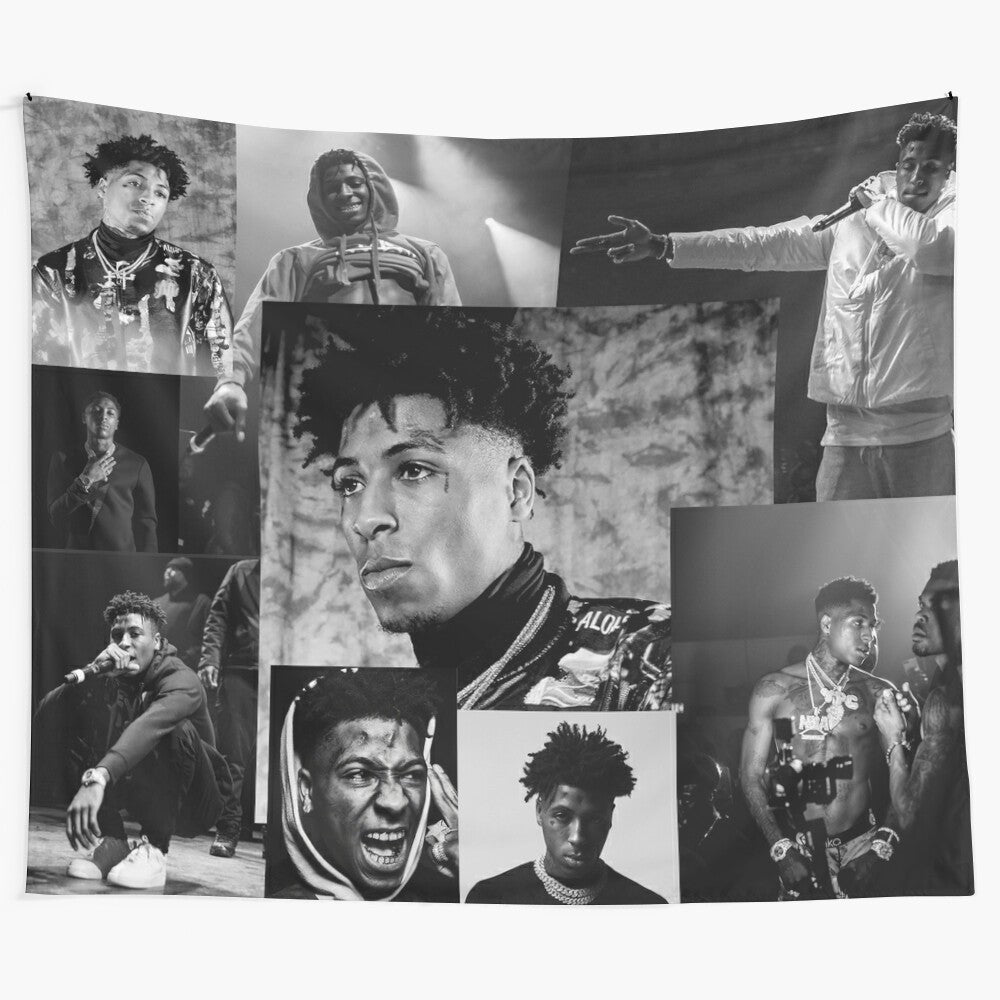 Youngboy Inspired B&W Collage Tapestry featuring Never Broke Again Album Art