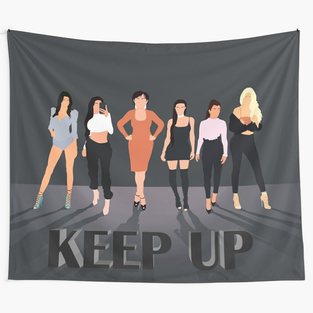 Minimalist vector artwork of the Kardashian and Jenner family, keeping up with pop culture.