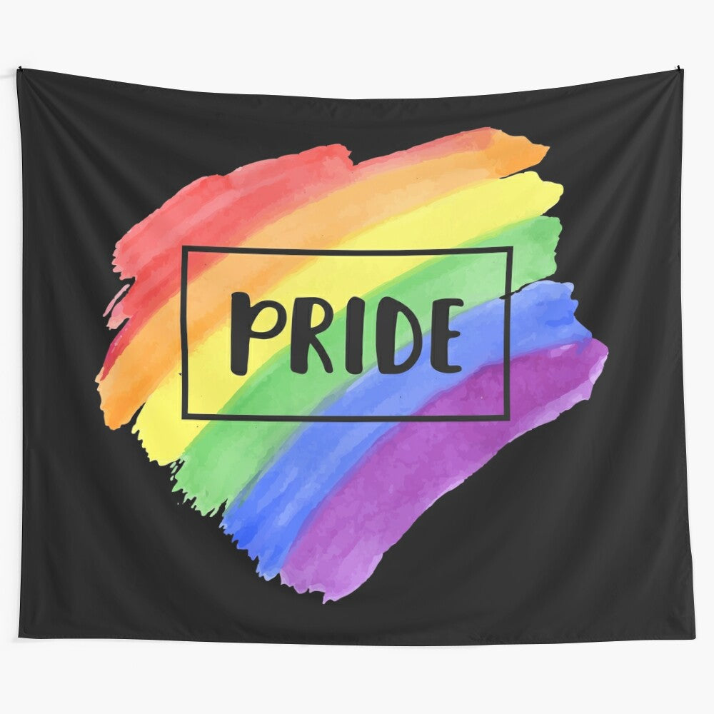 LGBTQ+ Pride Tapestry with Rainbow Colors and Symbols