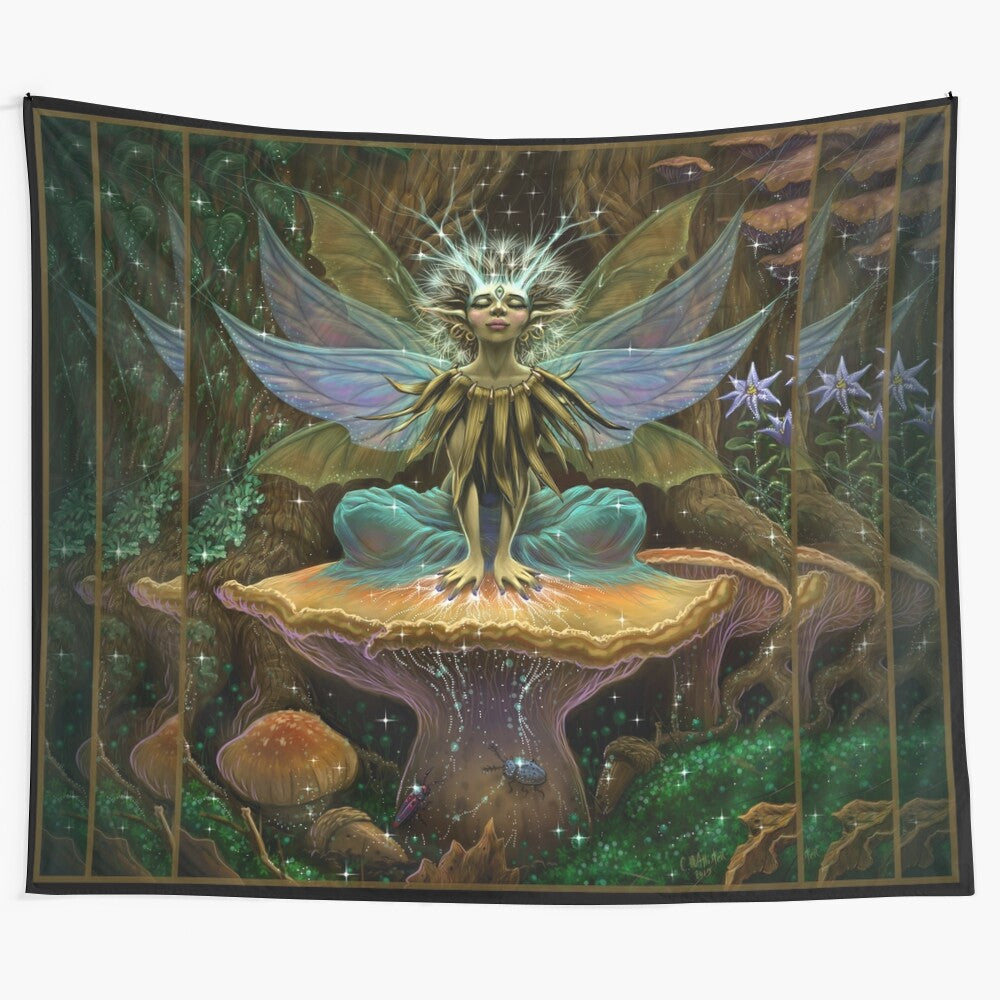 Tuning In Tapestry - A visually captivating fairy and nature spirit tapestry