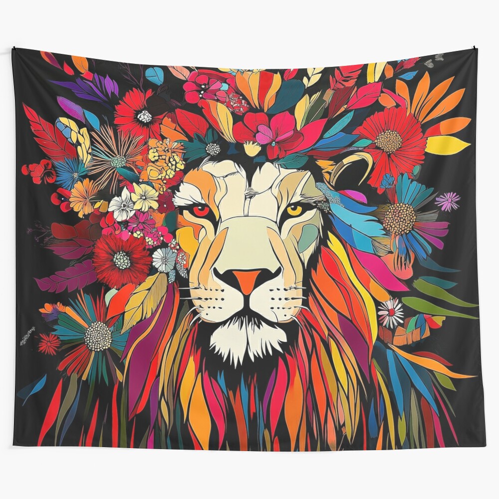 Majestic floral tapestry with vibrant colors and digital art composition