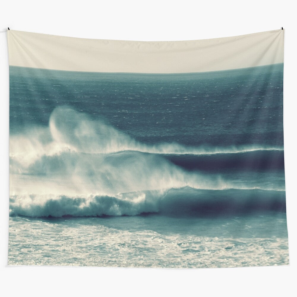 Stunning black and white wave tapestry