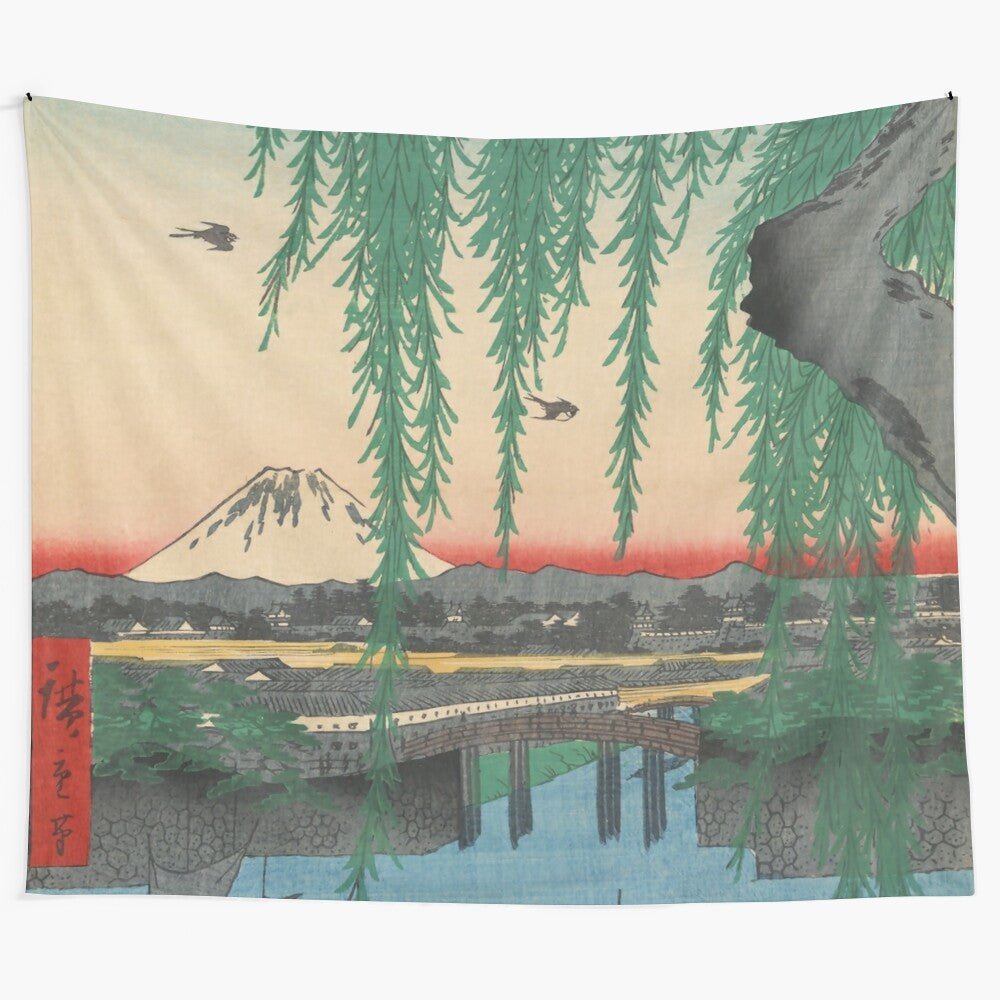 Ukiyo-e inspired tapestry featuring the iconic Mount Fuji landscape