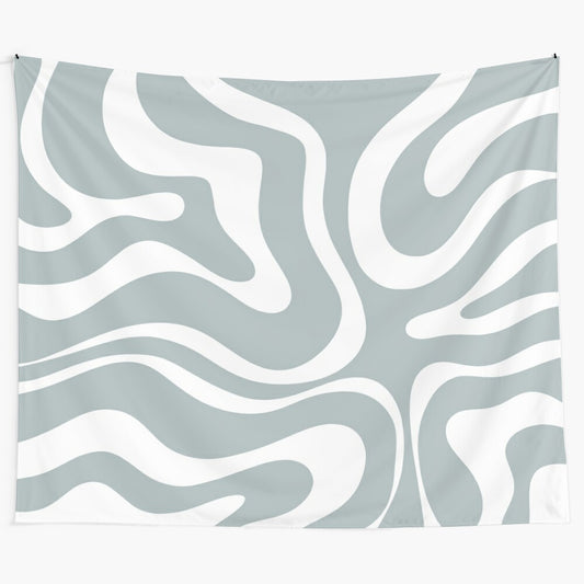 Minimalist abstract pattern tapestry in light blue-grey and white