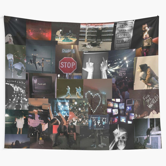 Stylish night life aesthetic collage tapestry for bedroom and dorm