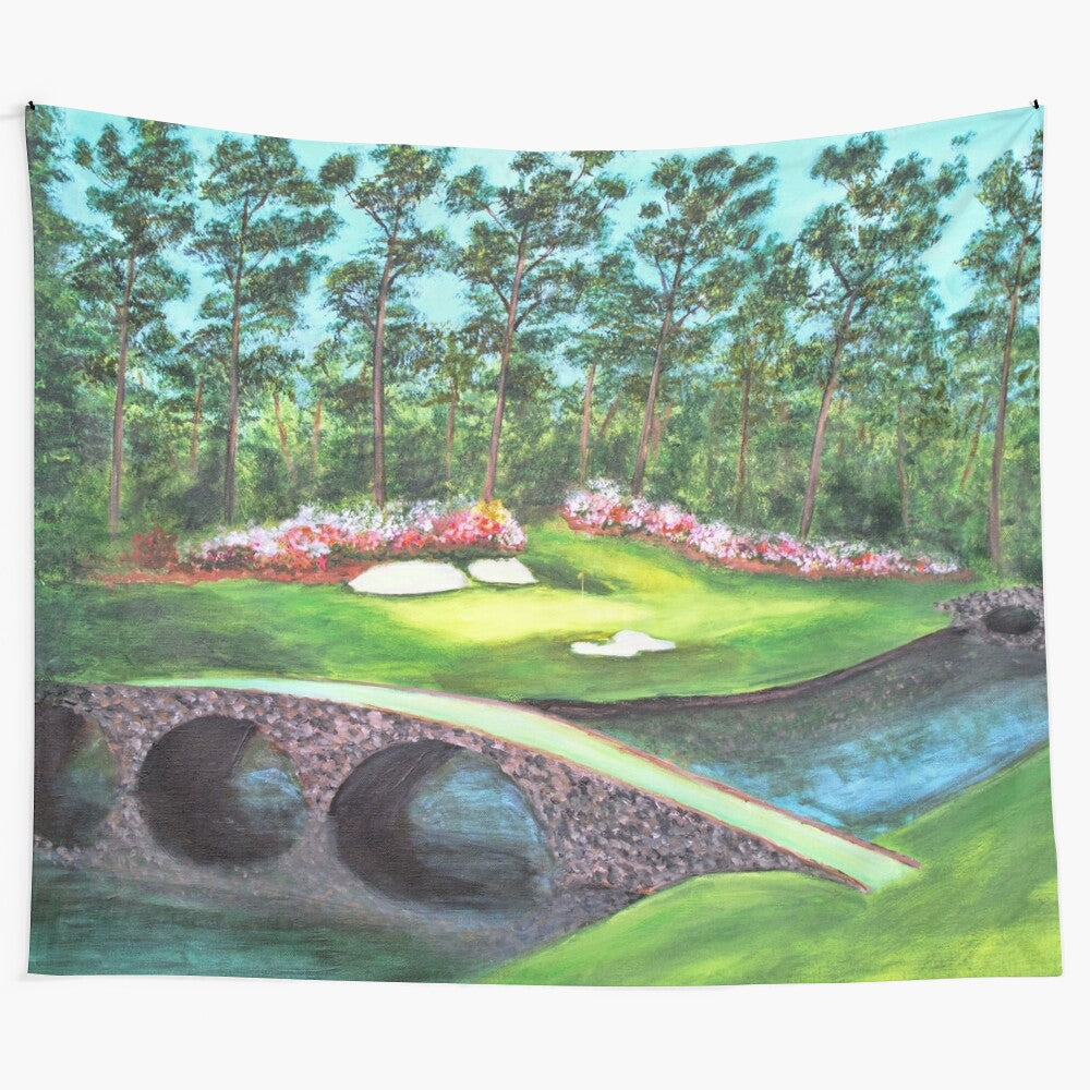 Acrylic painting of the 12th hole at Augusta National's Golden Bell golf course