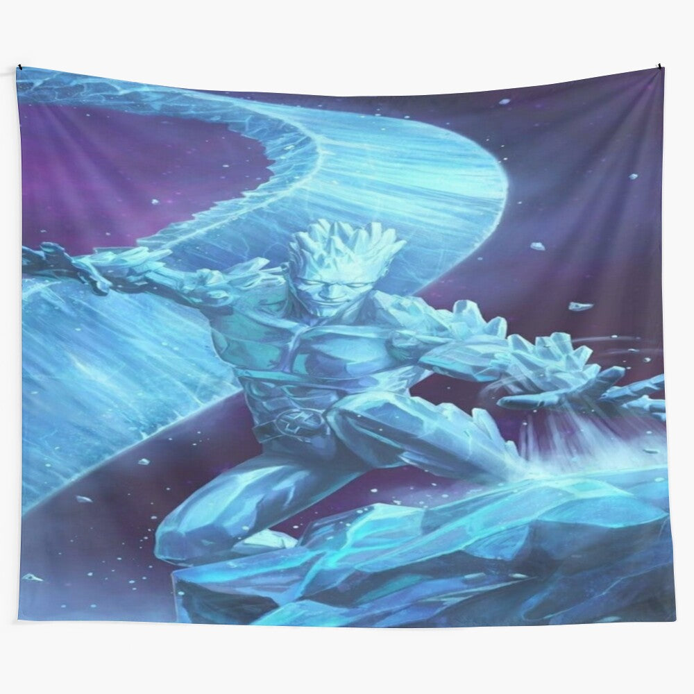 Frosty hero art tapestry featuring a cool superhero design