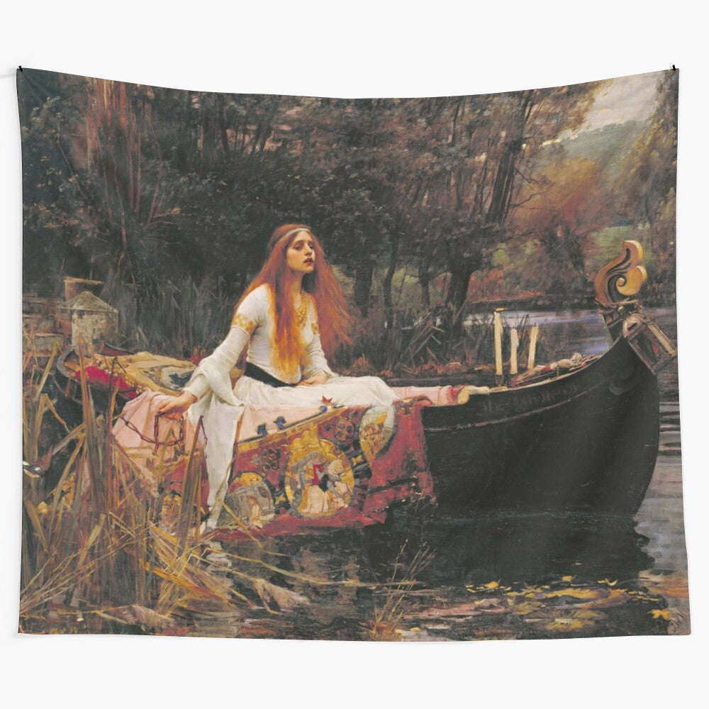 Tapestry featuring the famous painting "The Lady of Shallot" by renowned English artist John William Waterhouse