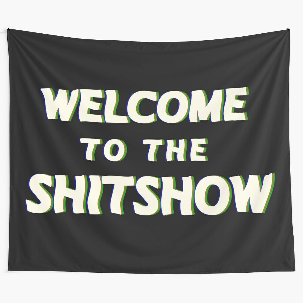 Trippy and chaotic 'Welcome to the Shitshow' tapestry design