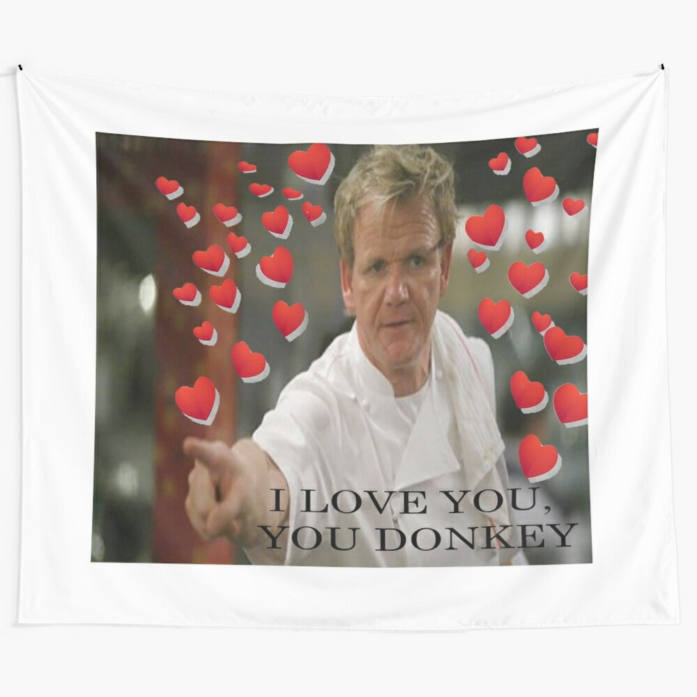 Inspirational tapestry featuring Gordon Ramsay's message of self-love