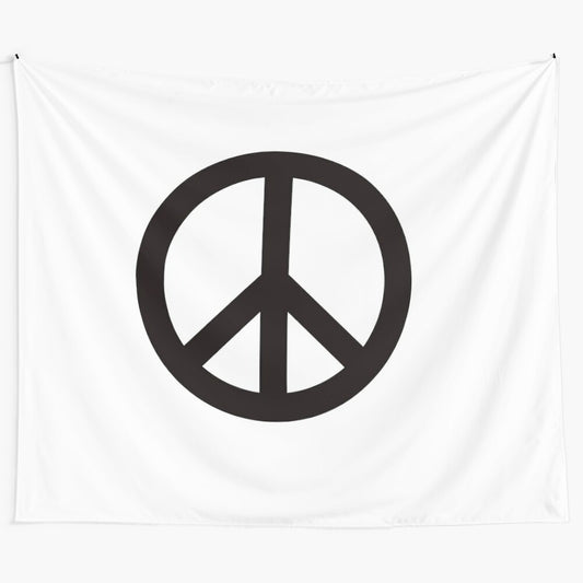 Peaceful tapestry wall hanging with a simple, minimalist peace sign symbol