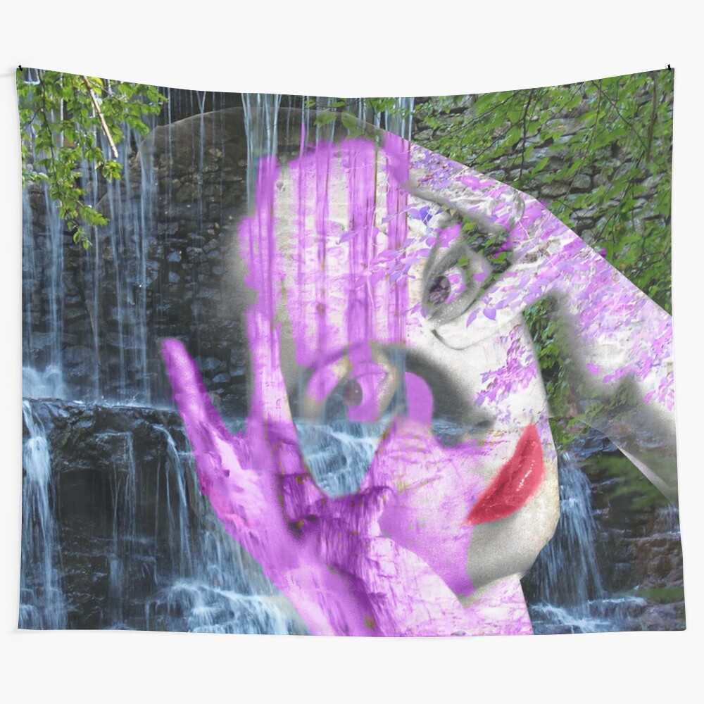 Waterfall tapestry featuring a captivating fantasy landscape