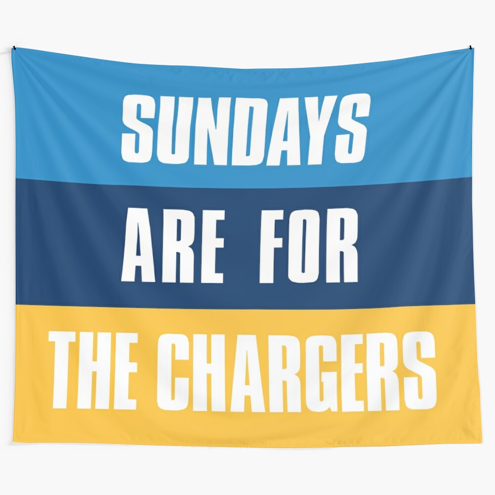 Chargers-themed tapestry featuring the team's logo and colors