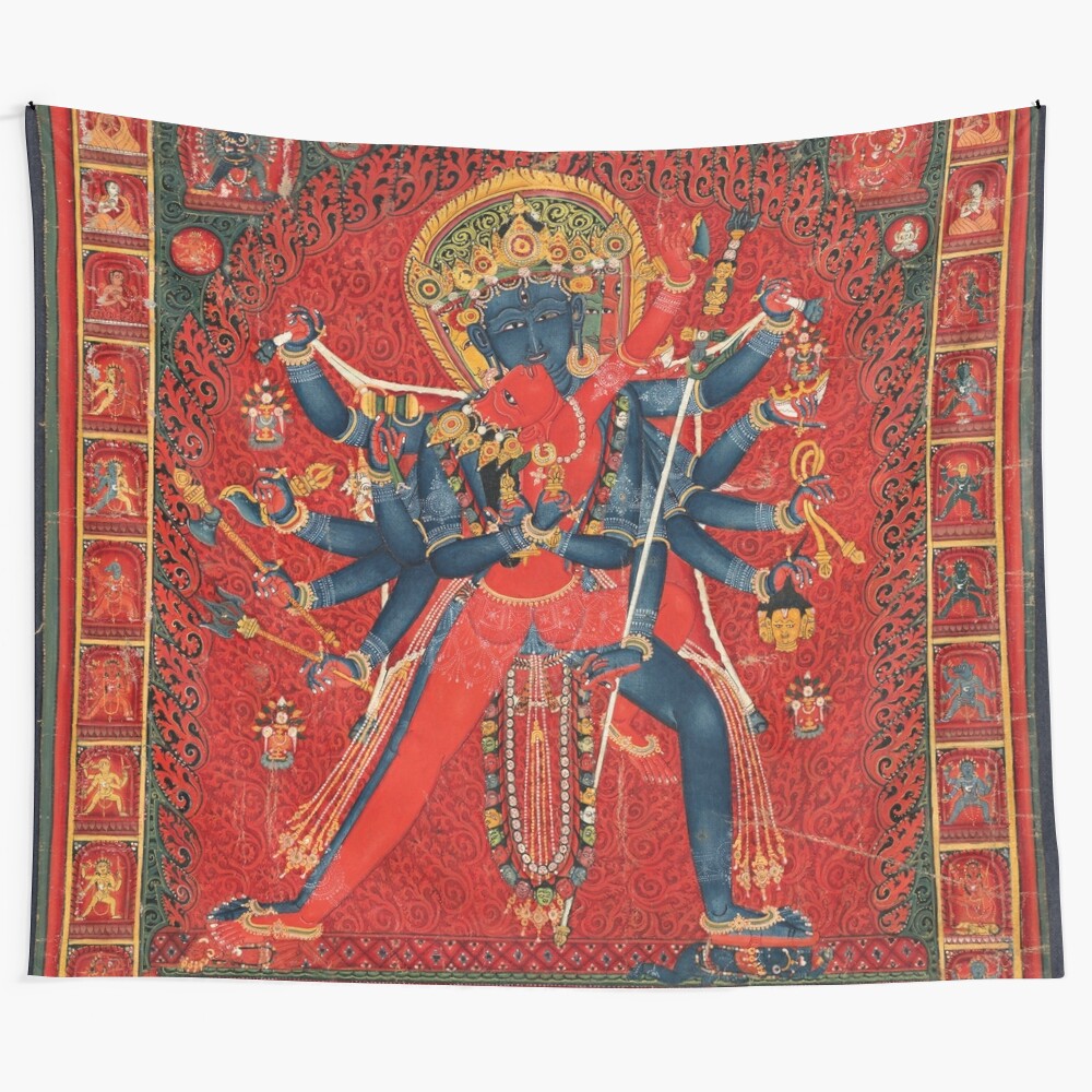 Detailed Buddhist mandala tapestry featuring Chakrasamvara and Vajravarahi deities