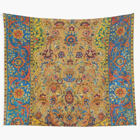 Hereke-inspired vintage Persian silk rug wall tapestry with colorful floral and abstract patterns