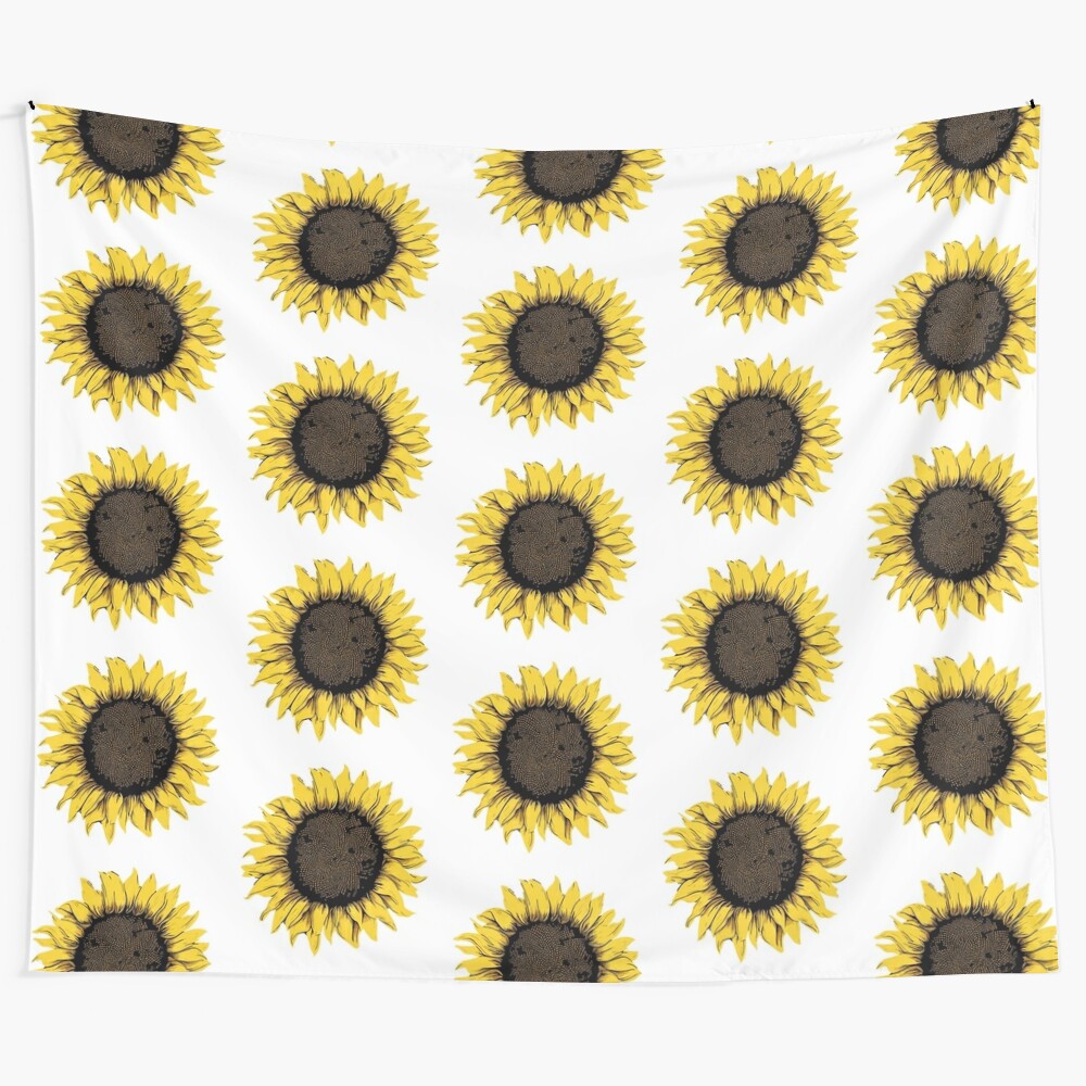 Beautiful sunflower tapestry with a field of yellow flowers