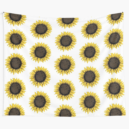 Beautiful sunflower tapestry with a field of yellow flowers