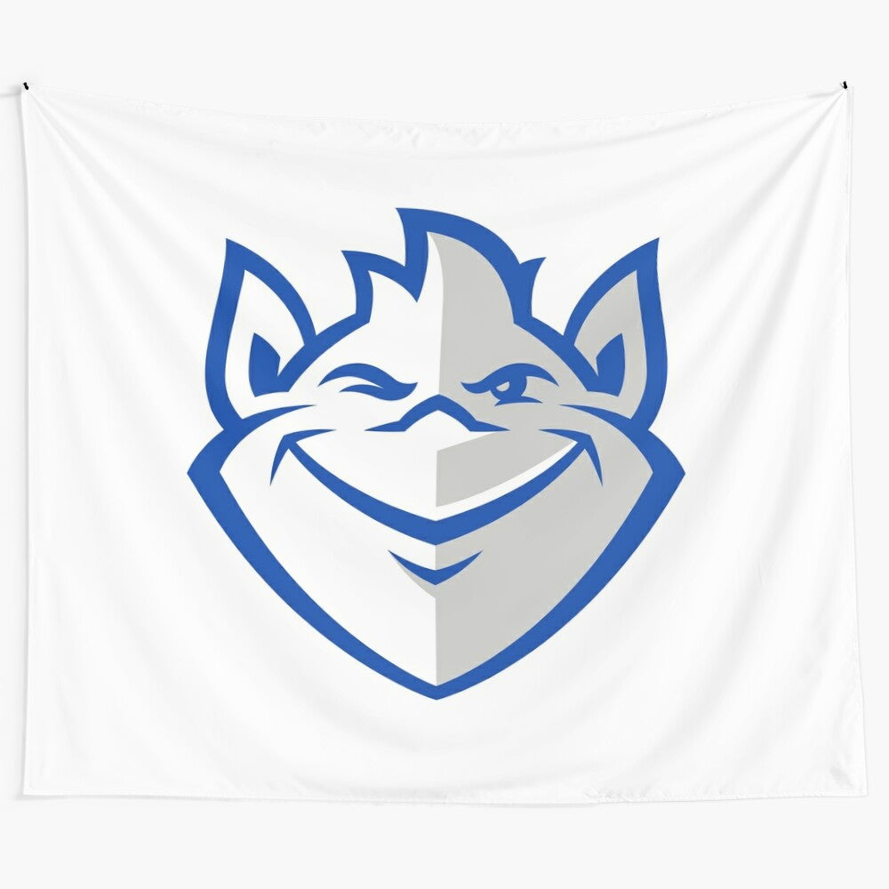 Saint Louis Billikens inspired tapestry design featuring various sports elements