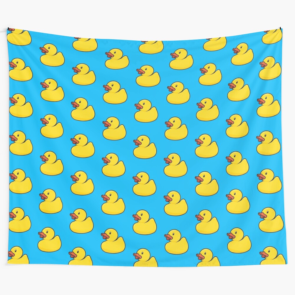 Colorful rubber duck tapestry featuring cute bath time ducks