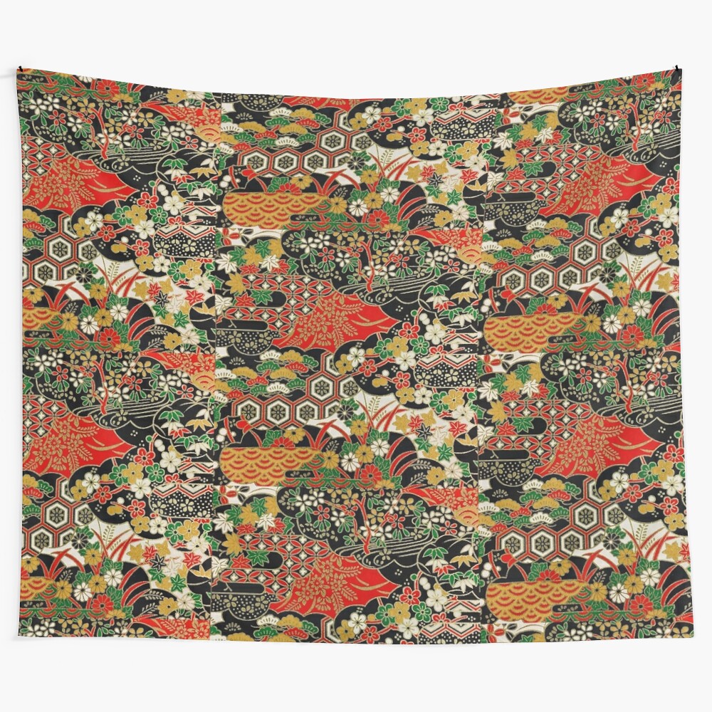 Colorful traditional Japanese pattern tapestry wall art