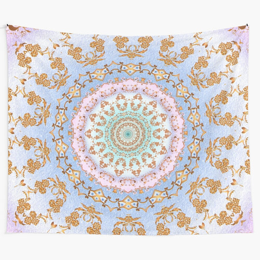 Vibrant mandala tapestry with bohemian and colorful design