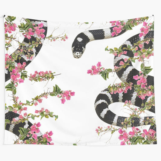 Vibrant snake and floral pattern tapestry