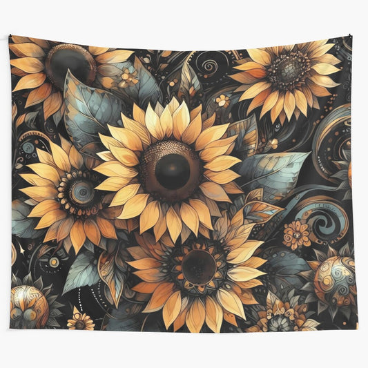 Watercolor sunflowers tapestry featuring a beautiful floral nature scene