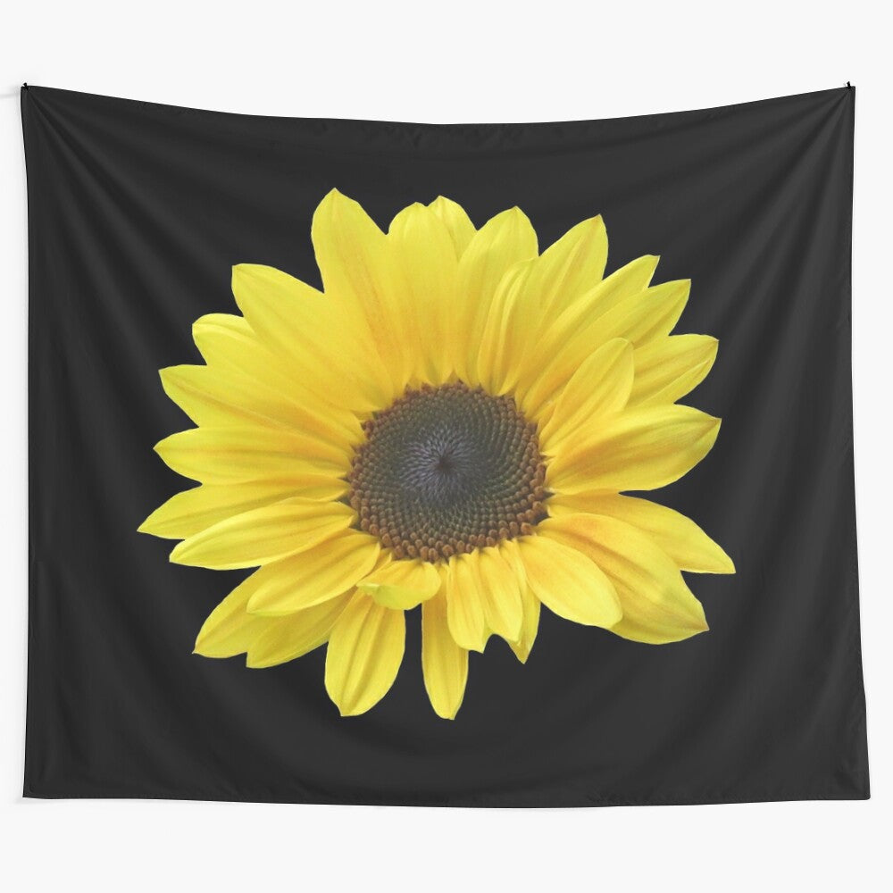 Sunflower floral tapestry featuring vibrant blooming sunflower blossoms