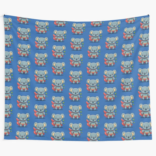 Adorable superhero koala illustration on tapestry