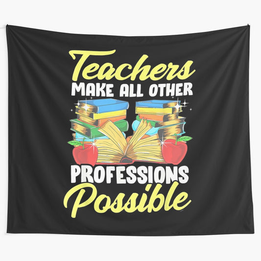 Tapestry celebrating the important role of teachers in making all other occupations possible