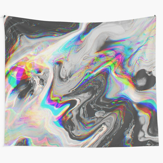 Vibrant psychedelic abstract art tapestry with colorful digital watercolor design