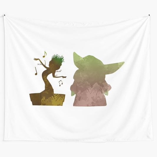 Cute baby silhouette tapestry for nursery wall art