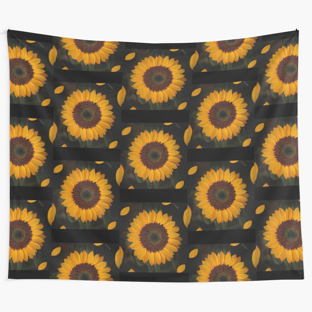 Sunflower tapestry featuring a vibrant, artistic sunflower design