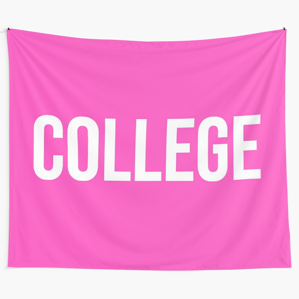 Elegant pink and white college tapestry for dorm room wall