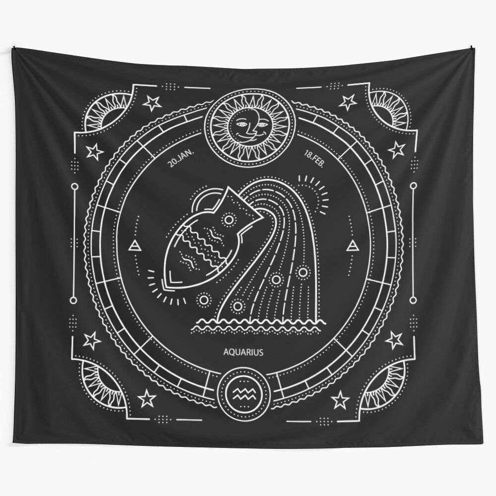 Aquarius constellation tapestry featuring a cosmic galaxy design