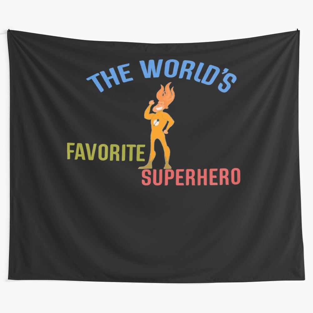 Vibrant superhero-themed tapestry for home decor